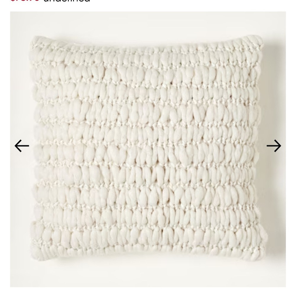 West Elm Cream Textured Accent Pillow NWT